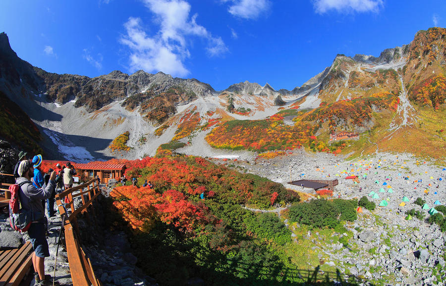 Japanese Mountain Range with store trees