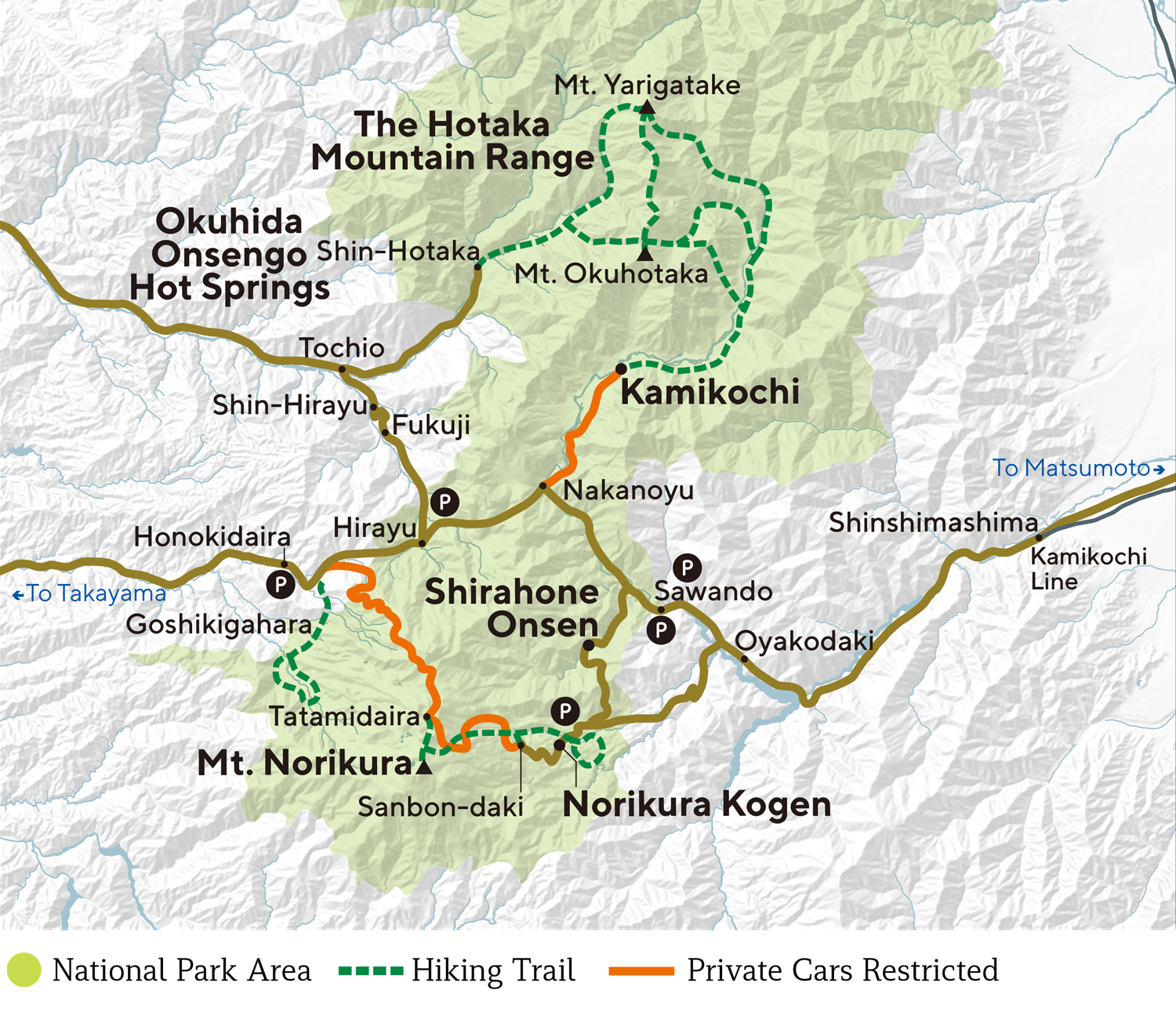 Chubusangaku National Park Overview Map