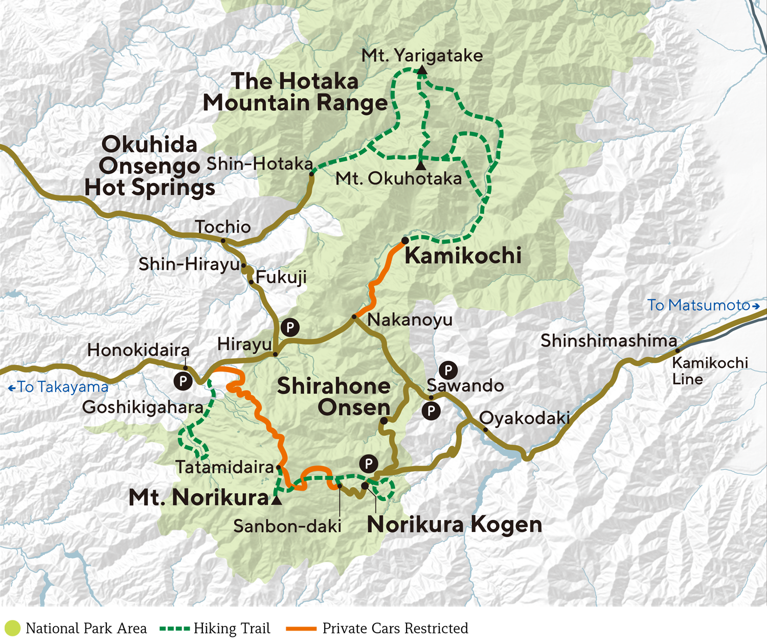 Chubusangaku National Park Overview Map